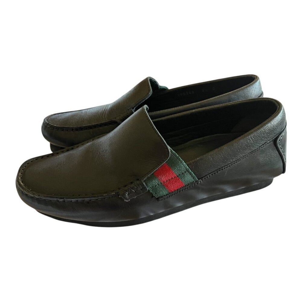 Gucci Men's Black Drivers with Red/Blue Ribbon